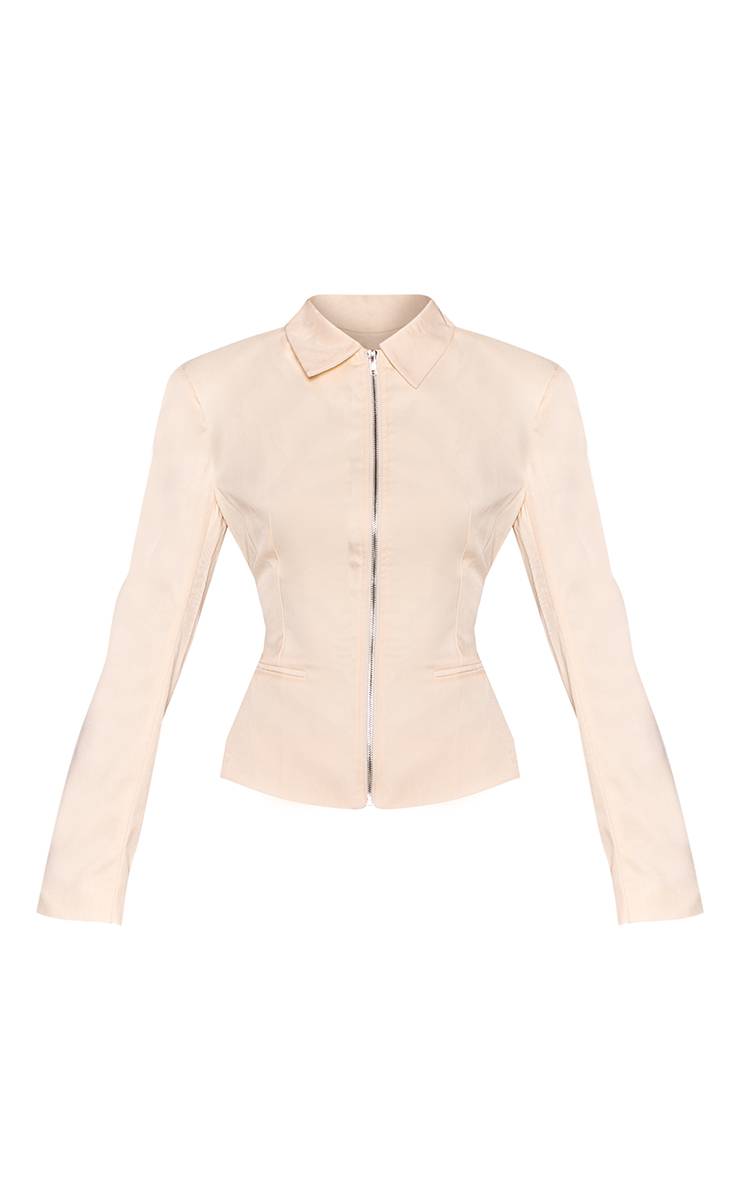 Crème Blazer Cintré À Épaulettes Avec Fermeture Zippée