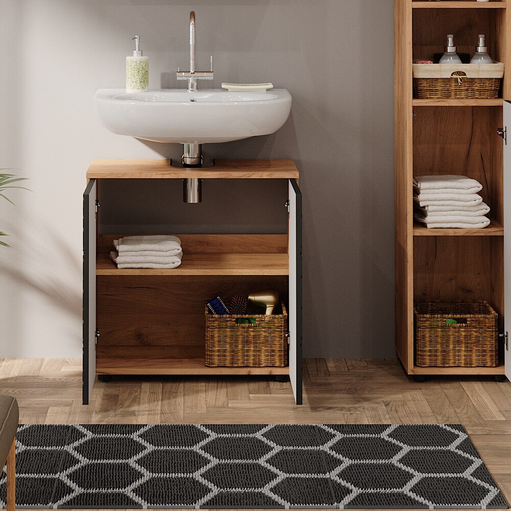 Vicco Waschbeckenunterschrank Irma Eiche Anthrazit 60 x 59 cm Badezimmer
