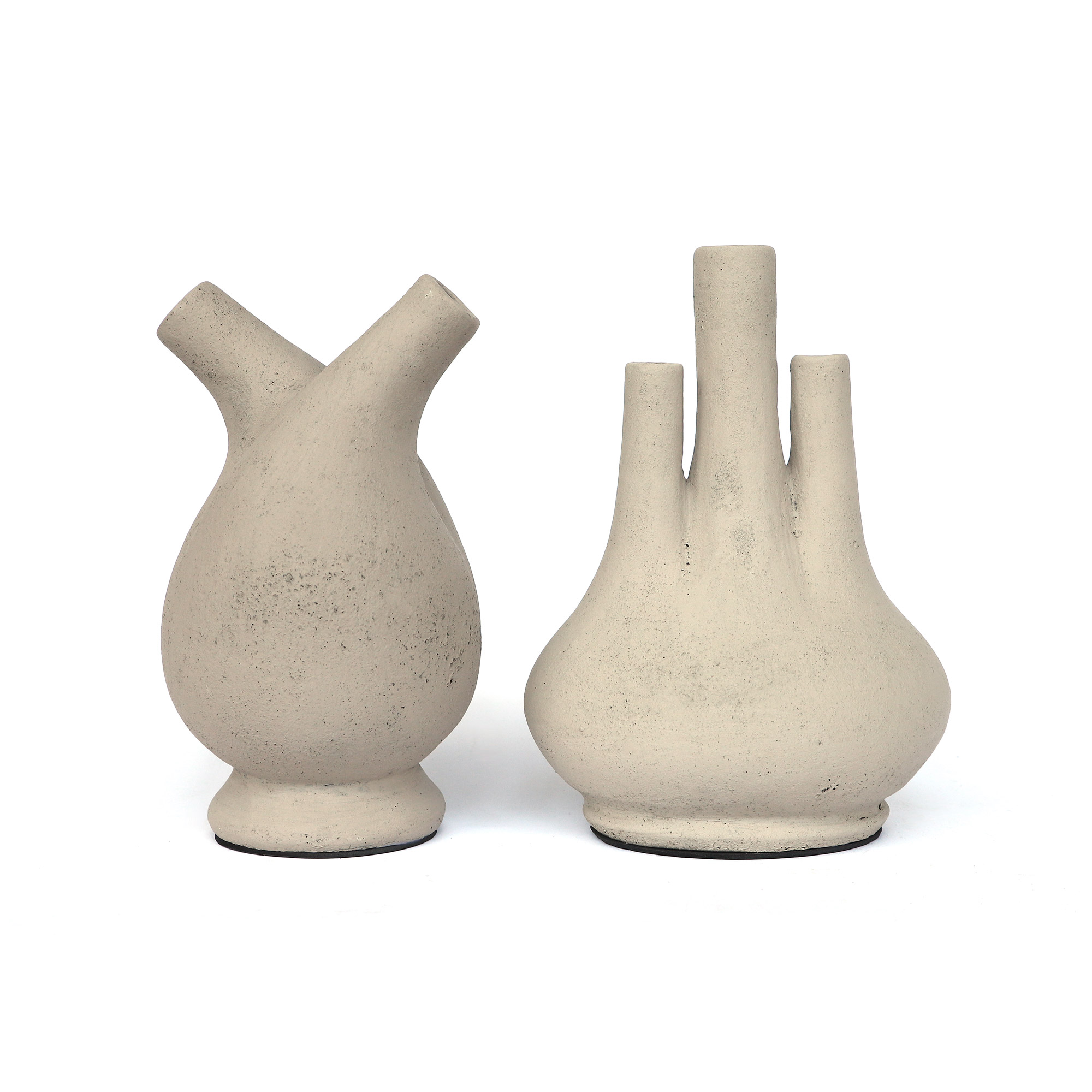 Vase mit 2 Hälsen, grau, H 25 cm, Ø 15 cm von fischer's lagerhaus