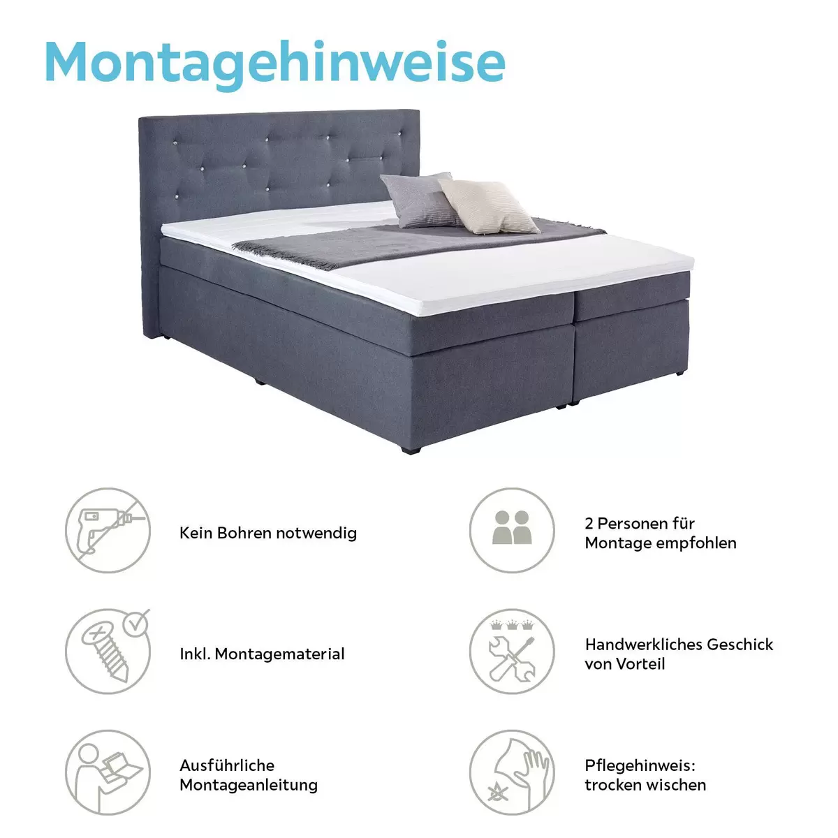 Boxspringbett Luminosa 180 x 200 Anthrazit