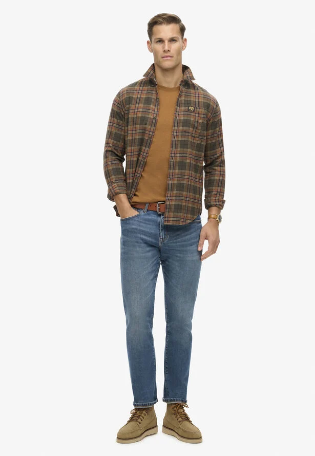 Superdry MACHINED GOODS WORKWEAR TEE Dark tobacco marl