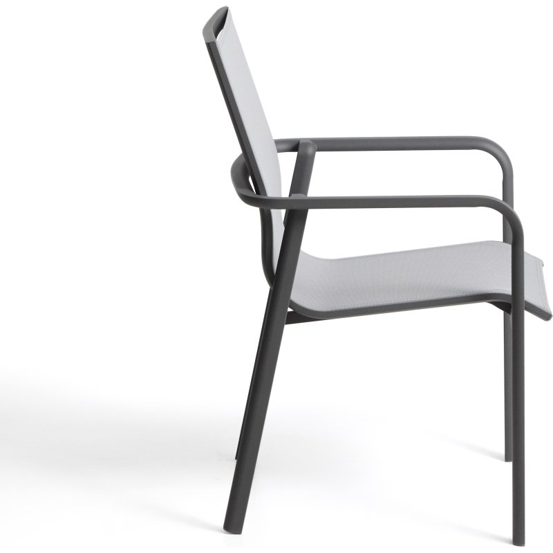 Chaise empilable d’extérieur Canea en textilène gris et aluminium graphite