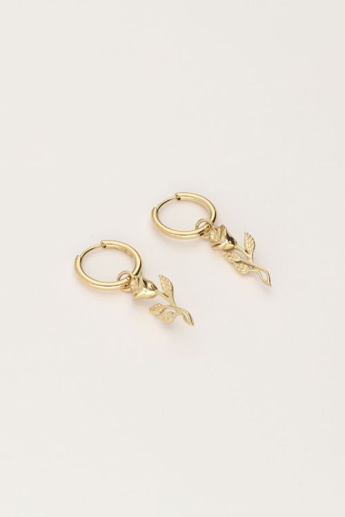 Vintage oorringen met mini platte roos