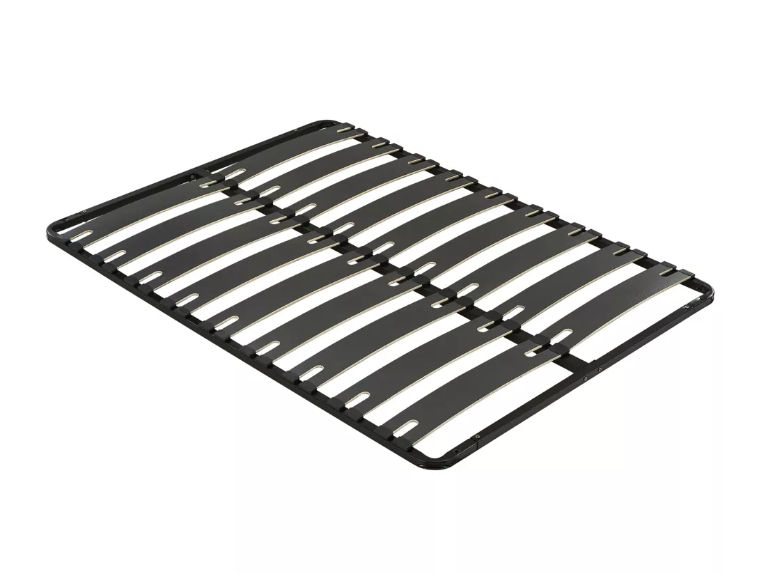 Sommier cadre à lattes 140 x 190 cm - 2 x 9 lattes - Antidérapant - Sans pied - Noir - MONTIANO de YSMÉE