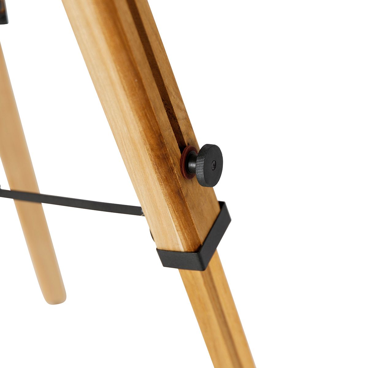 Industriële tripod vloerlamp zwart met hout - Mangoes