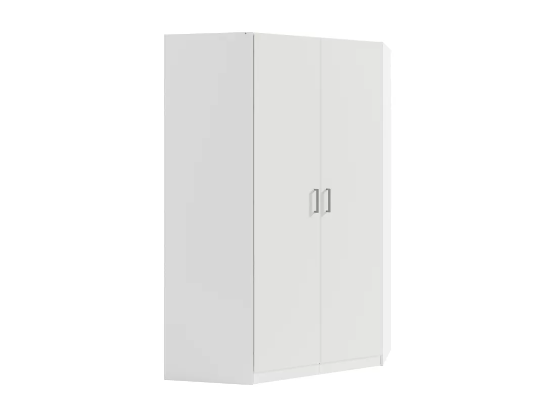 Armoire d'angle 2 portes - L117 cm - Blanc + Réhausse - BELOMY