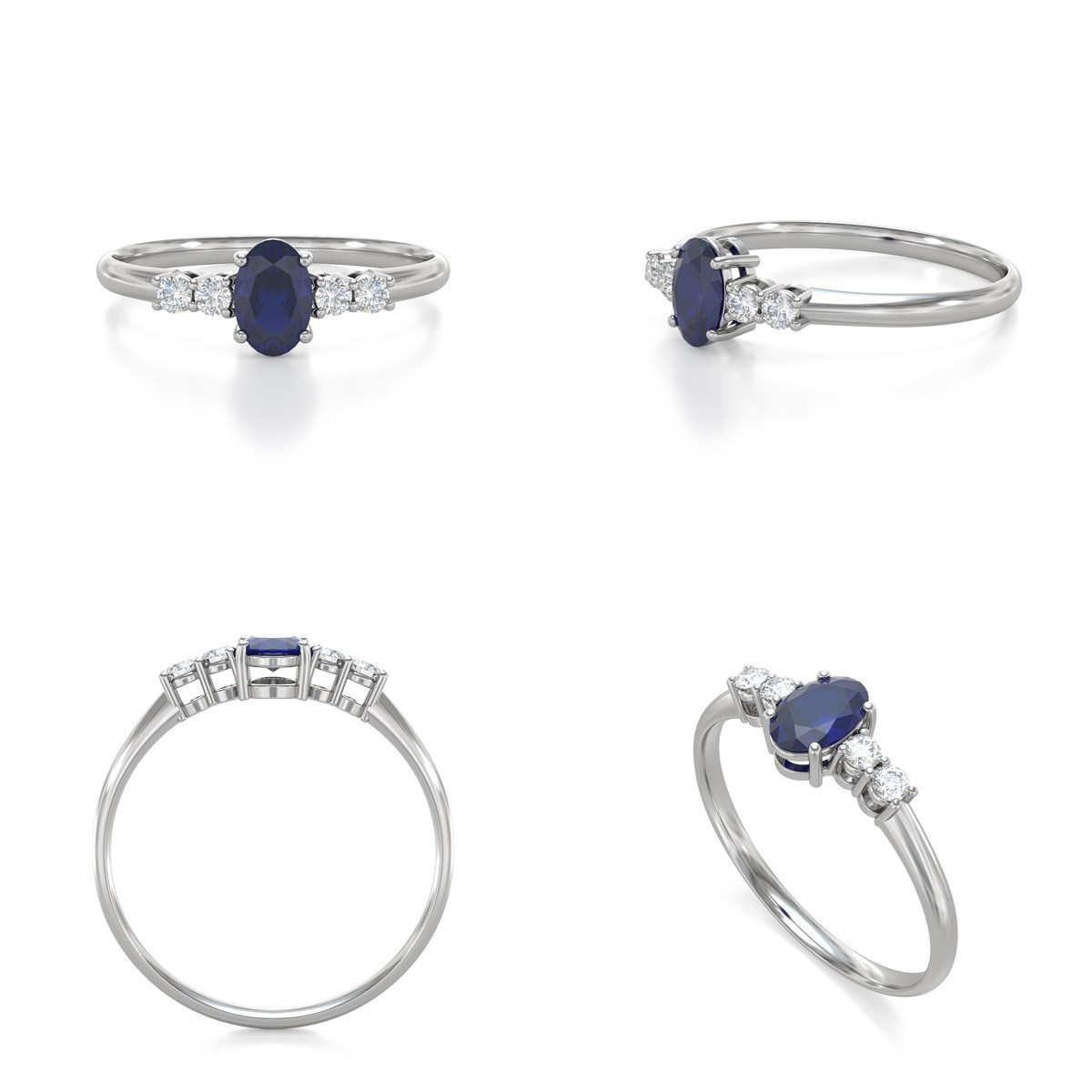 Bague ADEN Saphir et diamants sur Argent 925 1.6grs