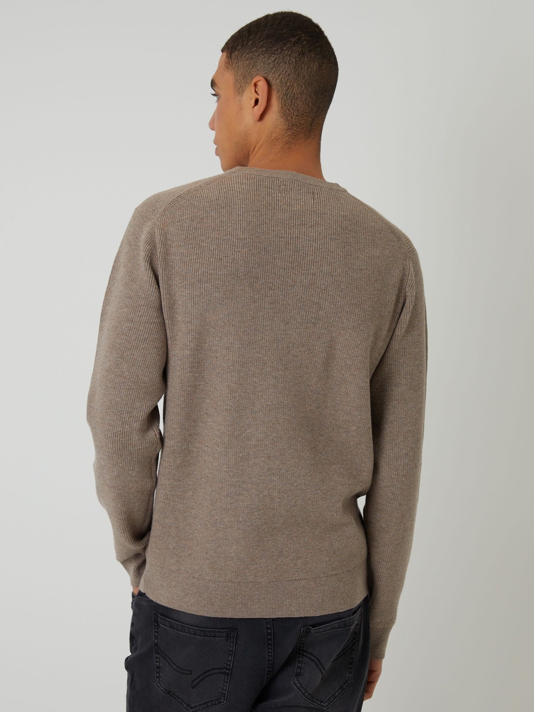 Bruin - Threadbare Rib Knit Crew Neck Jumper