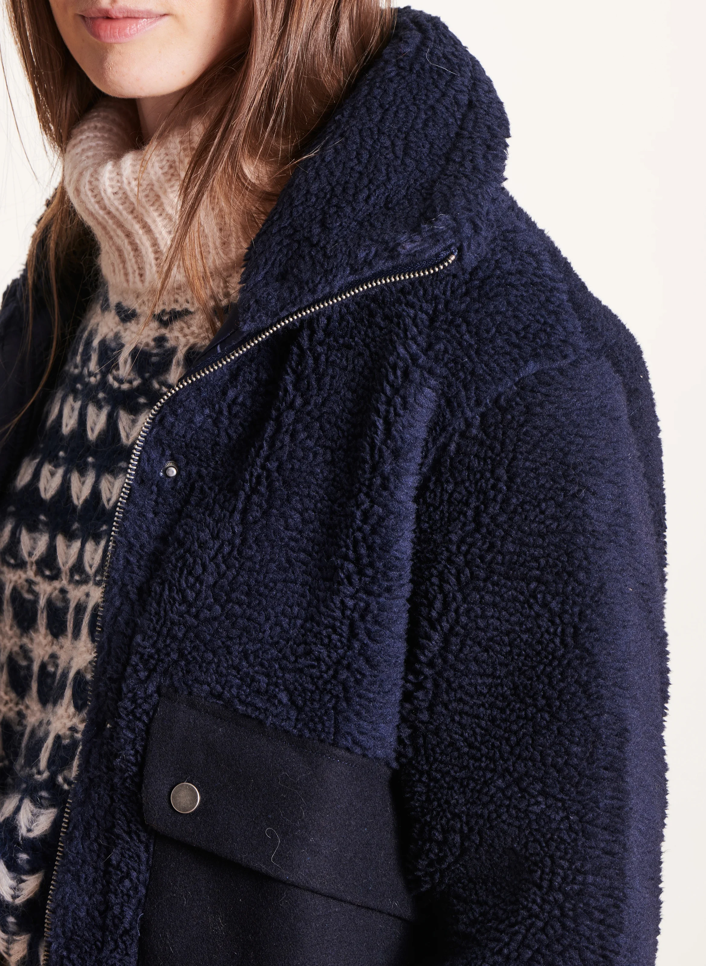 Blouson moumoute oversize| Bleu
