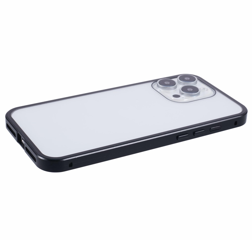 iPhone 16 Pro Max Magnetische Alu Schutzhülle mit Panzer Glas Backcover   Displayschutz (Magnet-Technologie) - Schwarz