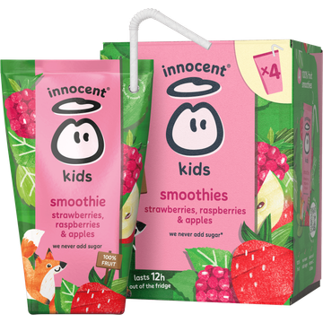 innocent kids smoothies strawberry raspberry 4-pack