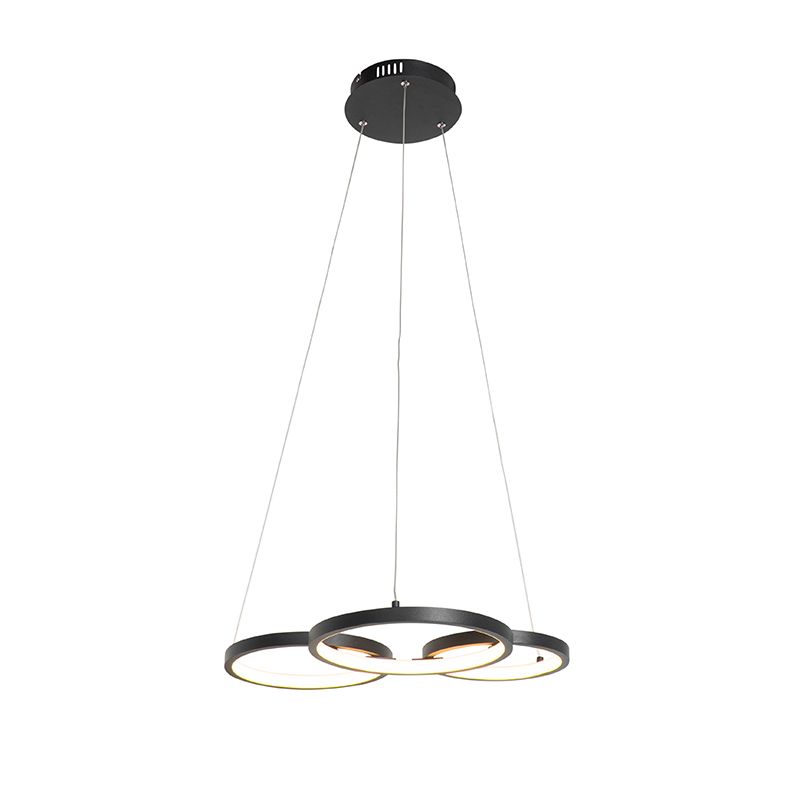 Hanglamp zwart incl. LED 3-staps dimbaar 3-lichts - Rondas
