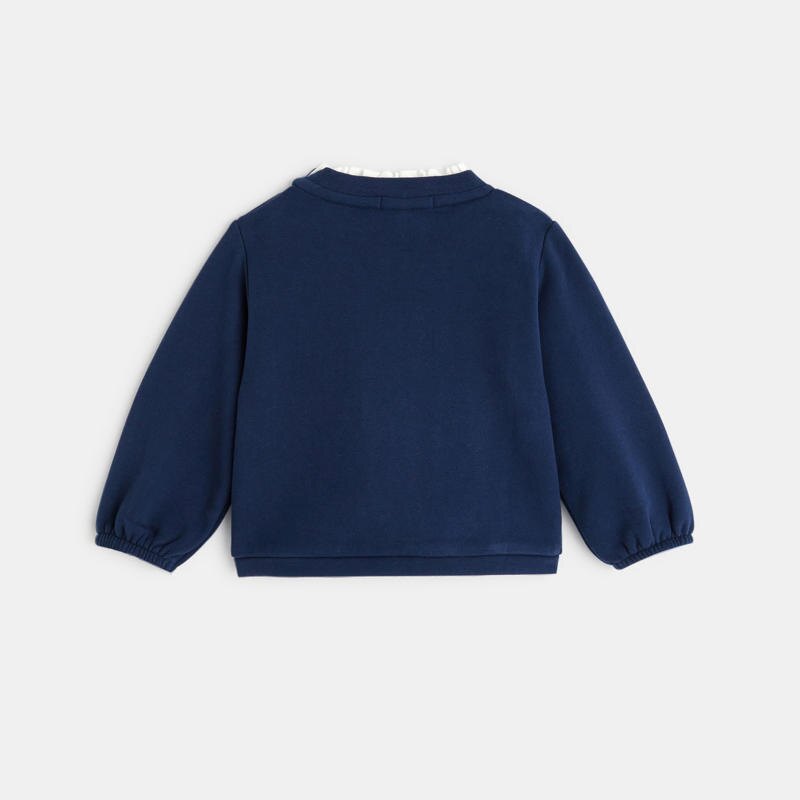 Sweat col fantaisie  à message bleu bébé fille Bleu