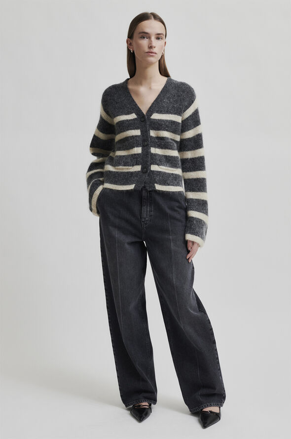 Second Female Ovalis Mohair Blend Knit Wide Sleeve Cardigan Volcanic ash