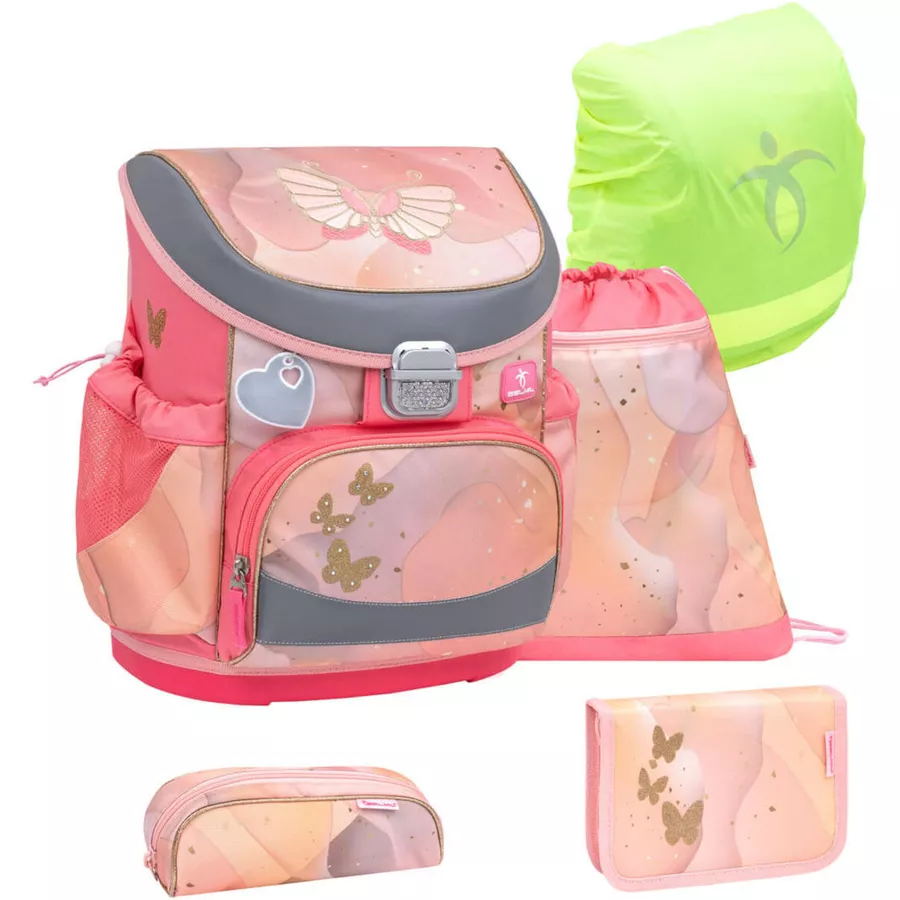 Belmil Schulranzen Mini Fit Schulranzen Set 5-teilig mit Brustgurt Marble