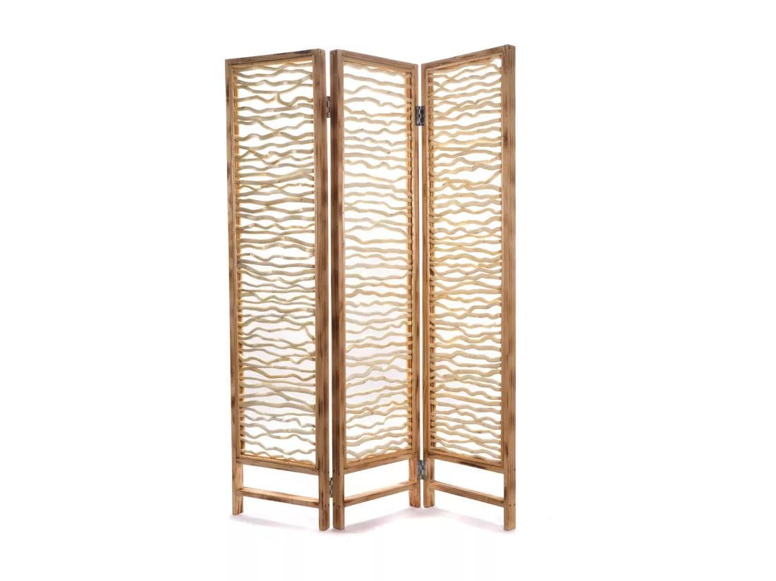 PARAVENT Twig 3 pièces. 170x120 cm, bois, pliable couleurs naturelles