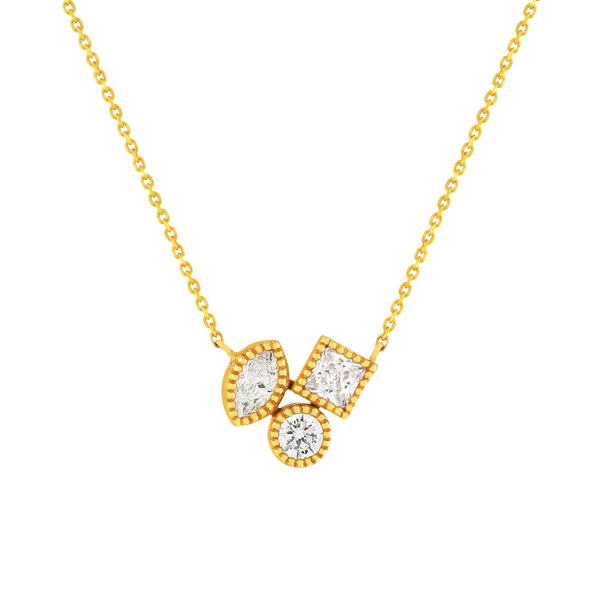 Collier or 375 jaune zirconia blanc 45 cm