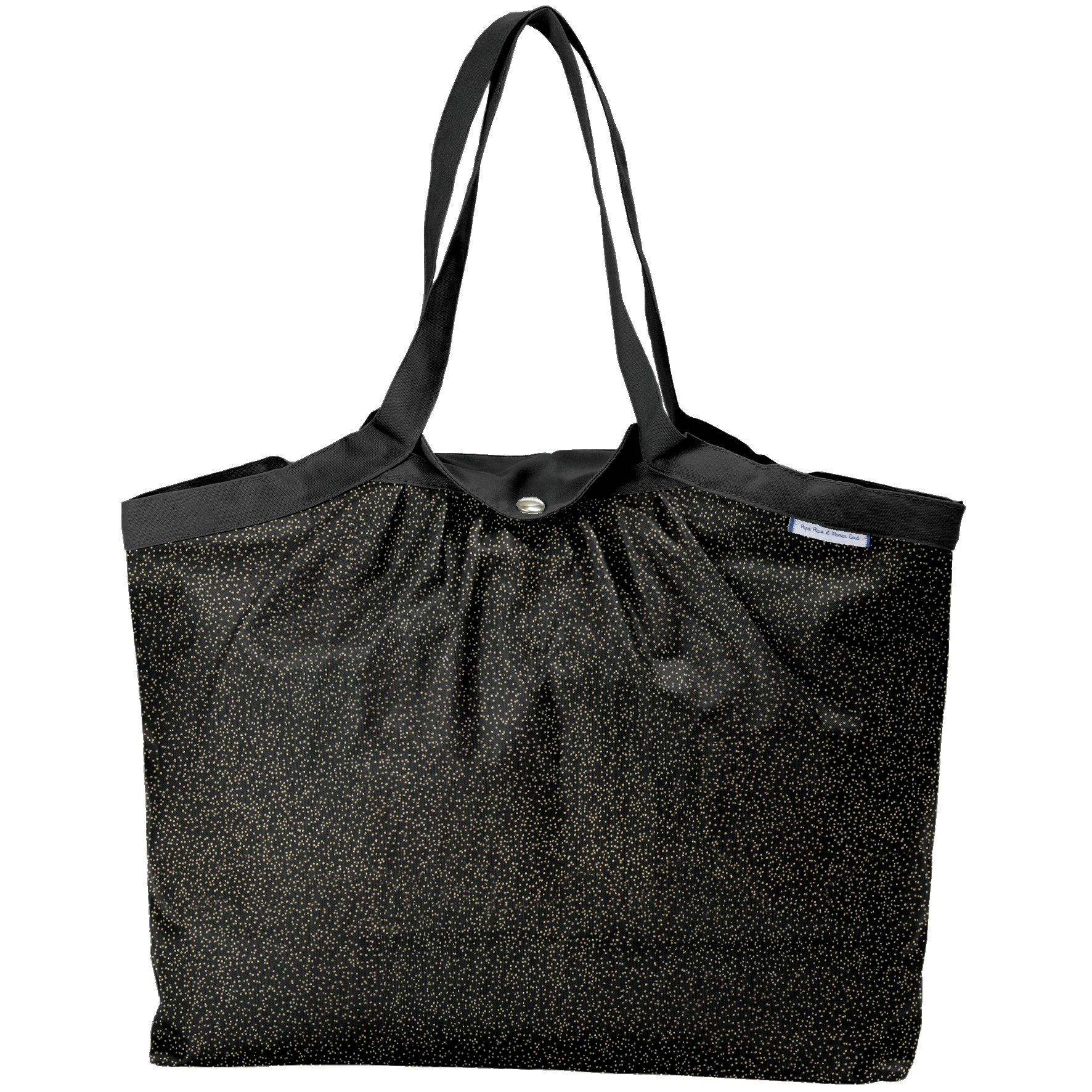 Sac Cabas Taille Moyenne Plissé Noir Pailleté