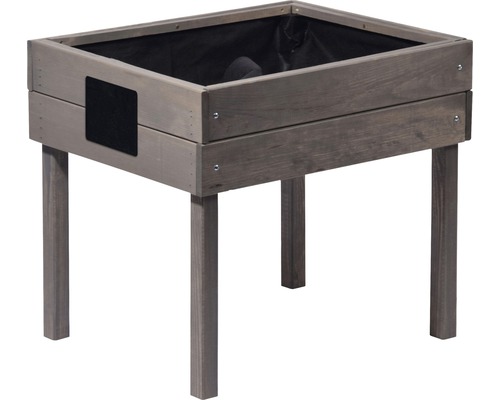 Kindertuinbed op palen met krijtbord, 40x50x45 cm, grijs
