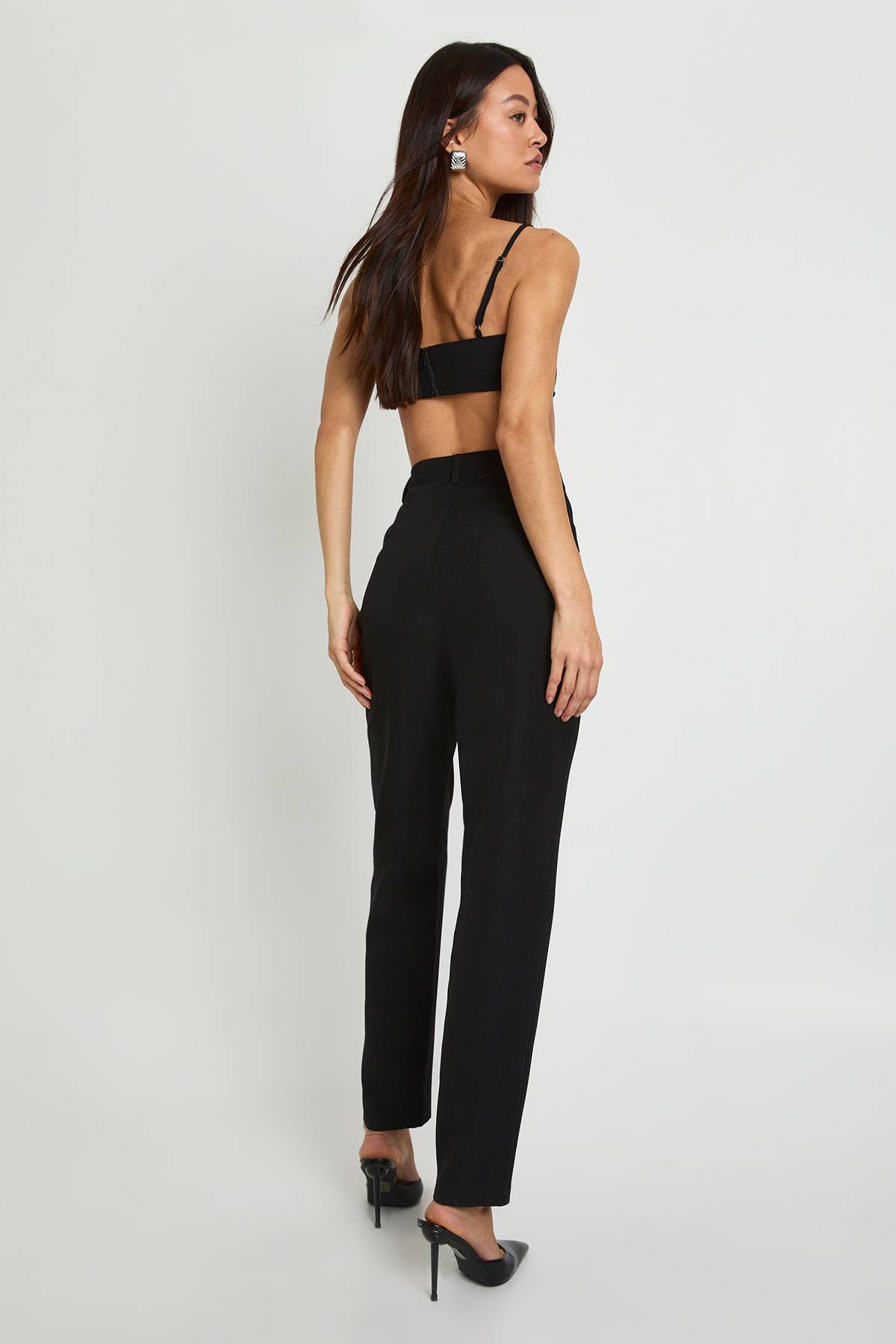 boohoo Pantalon de costume sur mesure, taille haute, coupe fuselée