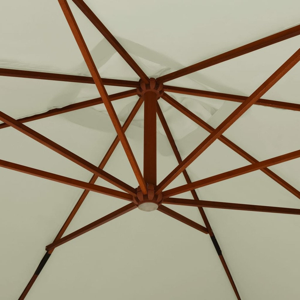Parasol meuble de jardin en porte-à-fau x avec mât en bois 400 x 300 cm blanc sable
