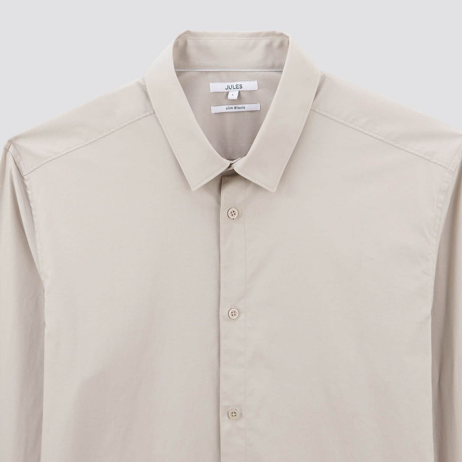 Chemise slim unie coton biologique stretch Ecru
