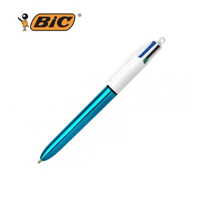 BIC 4 Couleurs Shine - Stylo à bille 4 couleurs - corps bleu