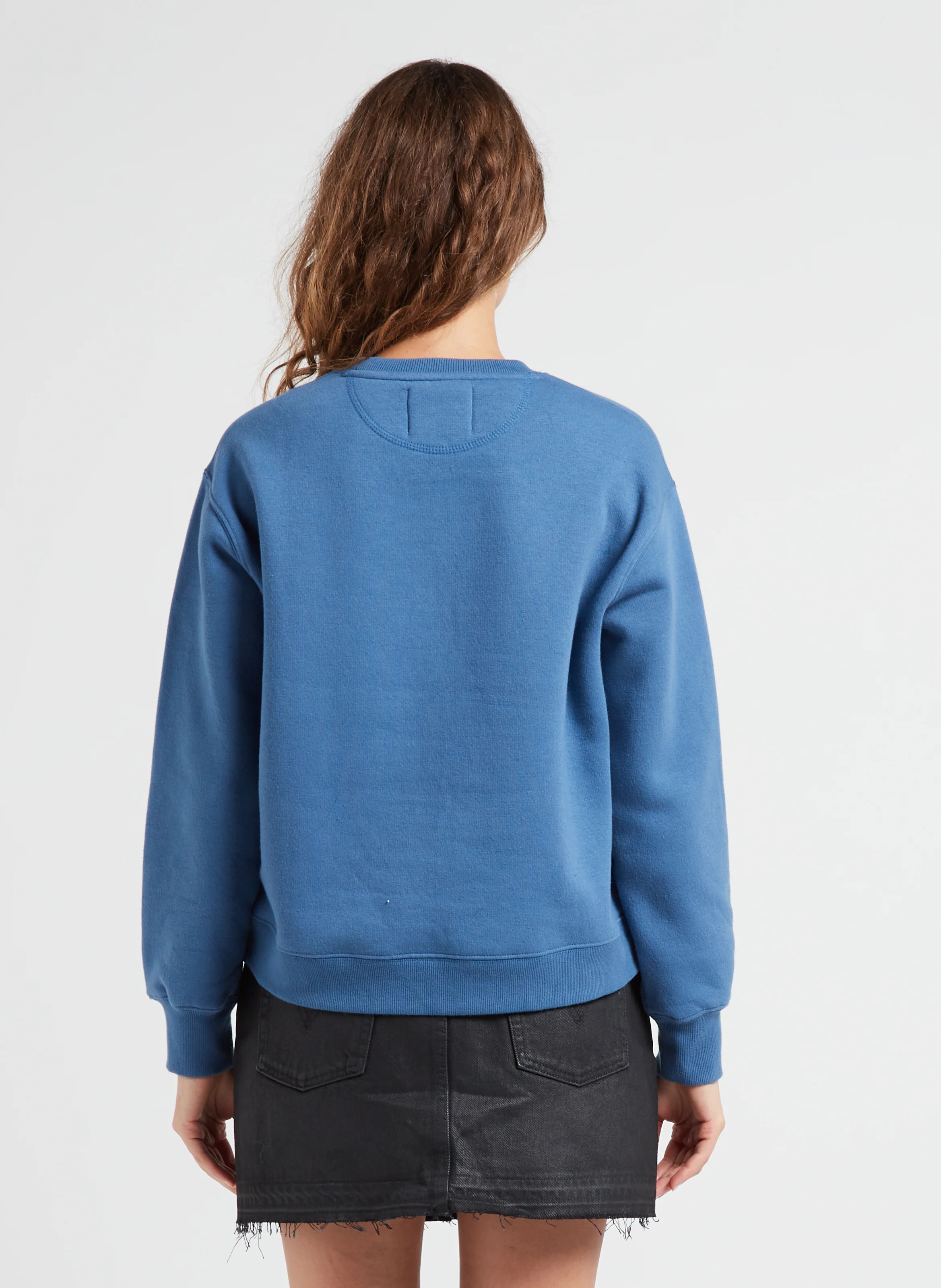 SORTIE - Sweat ample col rond sérigraphié en coton mélangé| Bleu