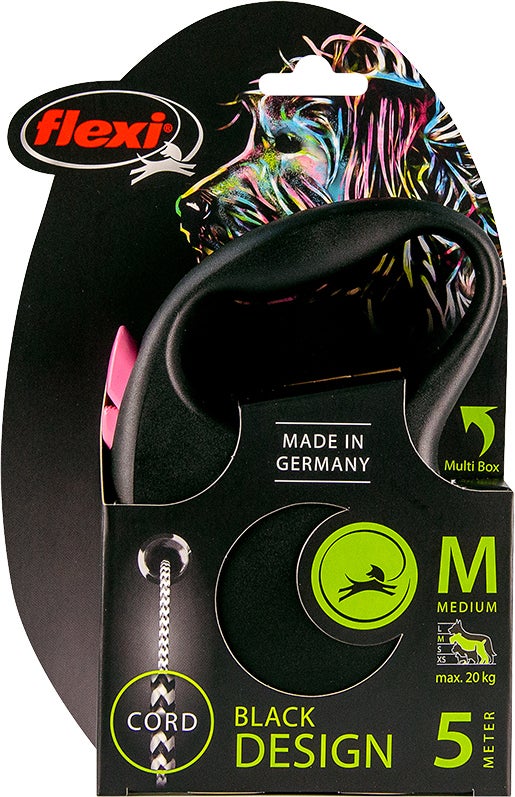 Flexi rollijn Black Design koord M roze 5 m