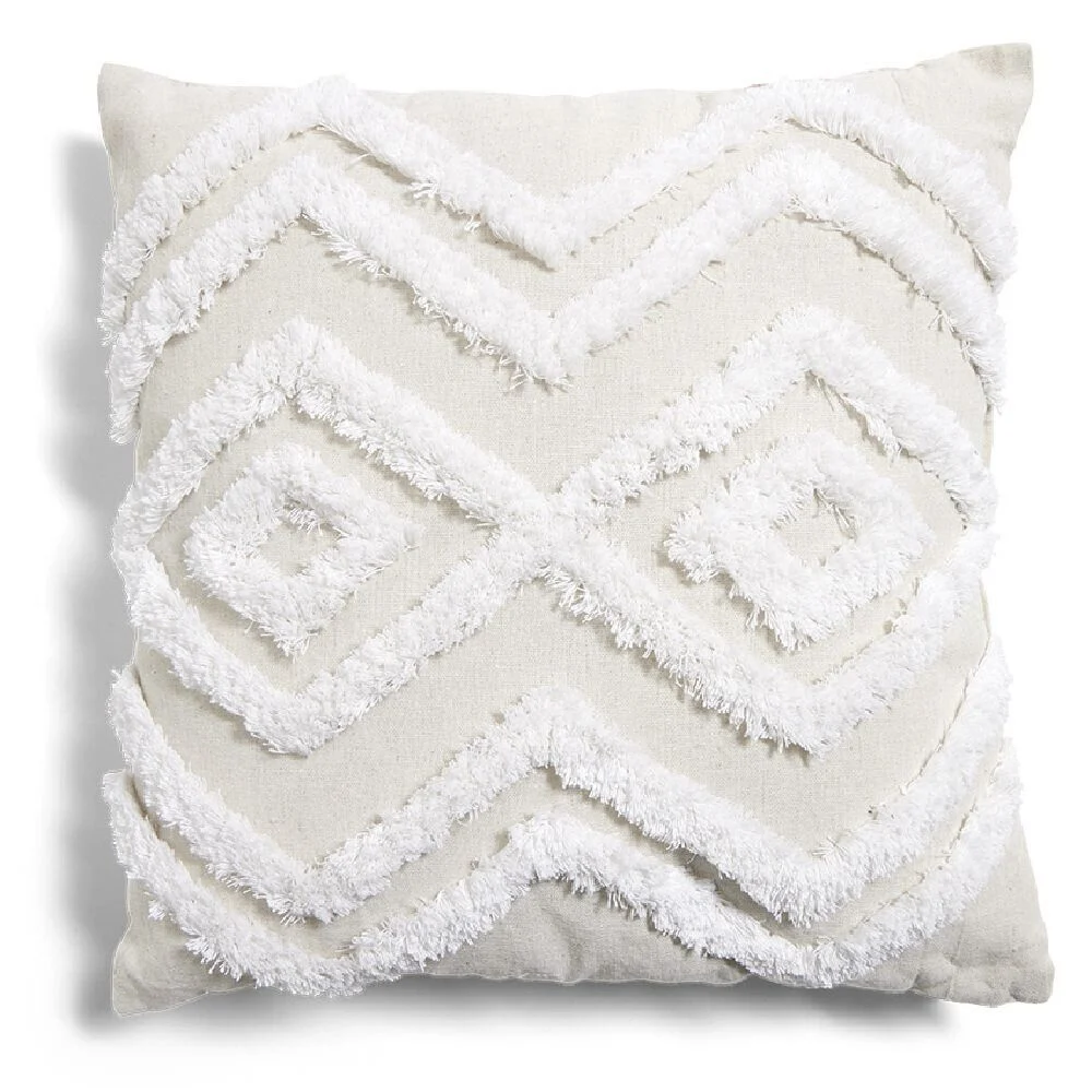 Coussin tufté 40x40cm blanc