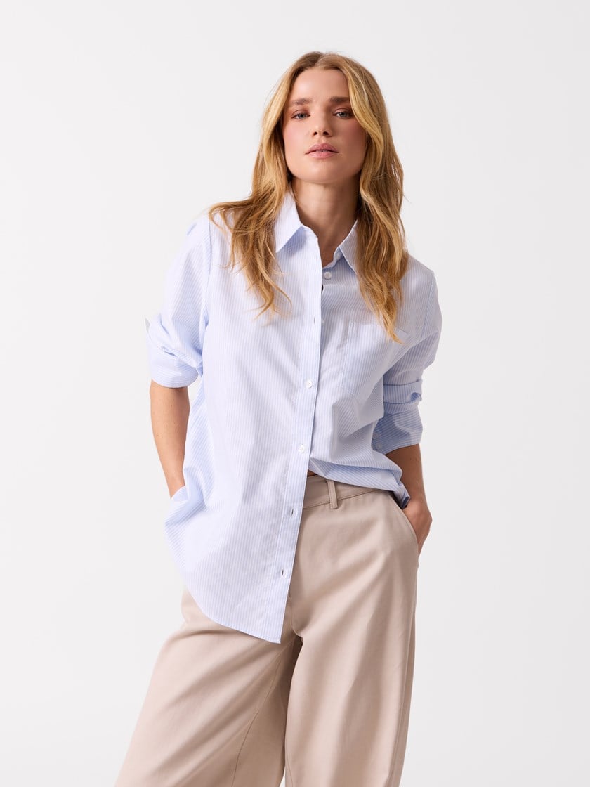 Caro stripet skjorte Chambray Blue