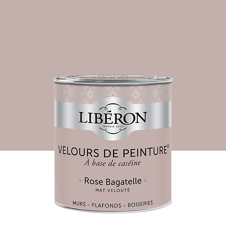 Peinture murs, plafonds et boiseries Velours de peinture rose bagatelle Libéron 0,5L