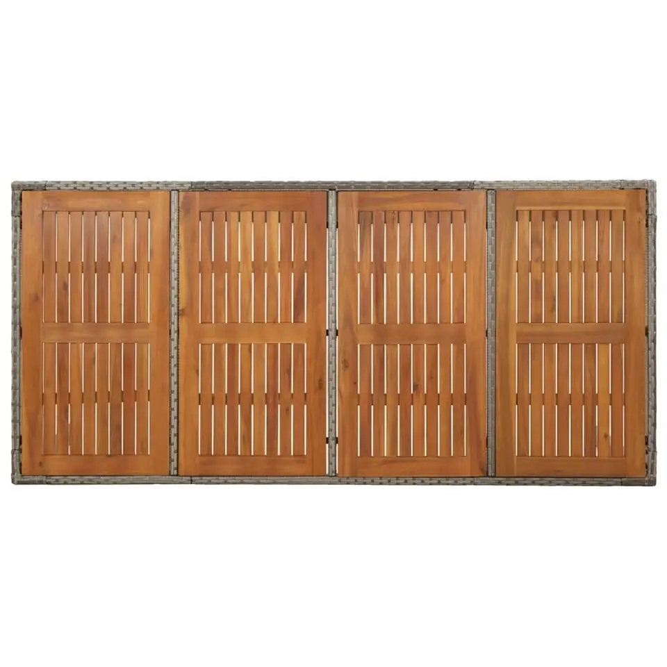vidaXL - Tuintafel Met Houten Blad - Grijs - Poly rattan - 190 x 90 x 75 cm