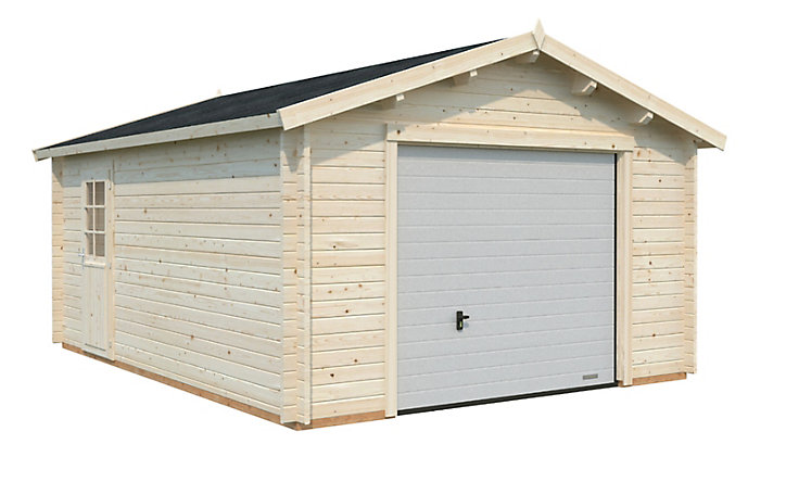 Garage bois Danube 1 voiture avec porte sectionnelle 19,1m²