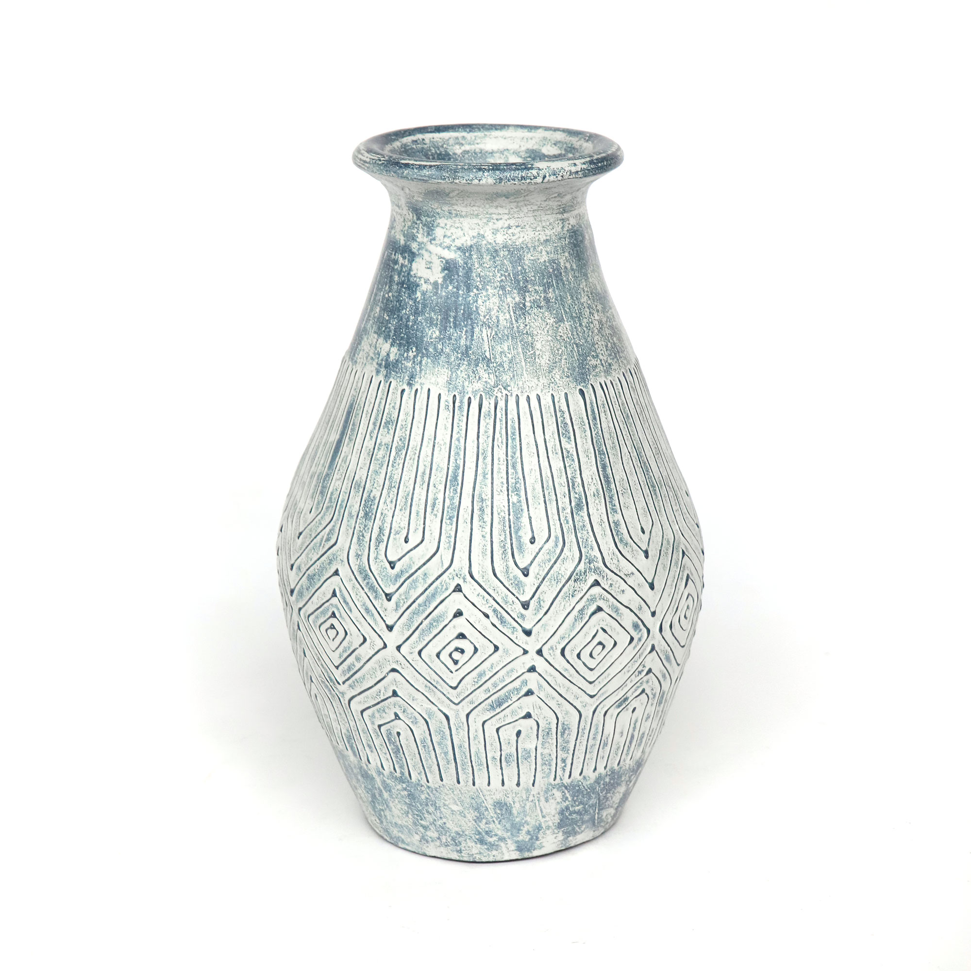 Toraja-Vase, weiß, blau, Ø 20 cm, H 34 cm von fischer's lagerhaus