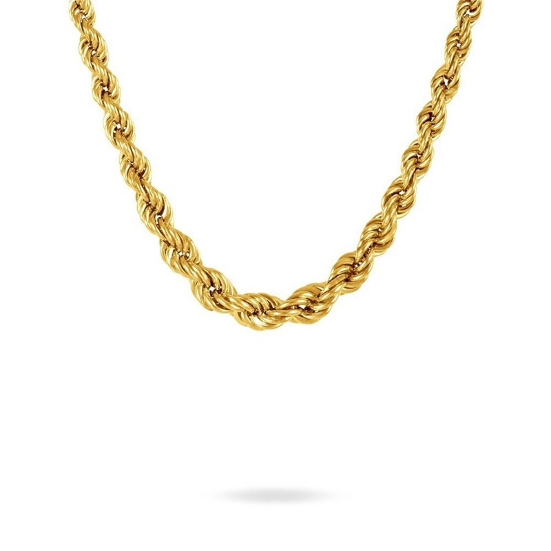 Collier Or Jaune Maille Corde en Chute