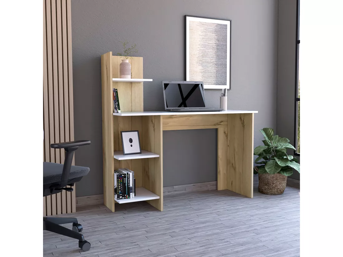 Bureau Vilna 120, avec tablette, 119.88 cm X 119.88 cm X 44.95 cm , Dune / Blanc