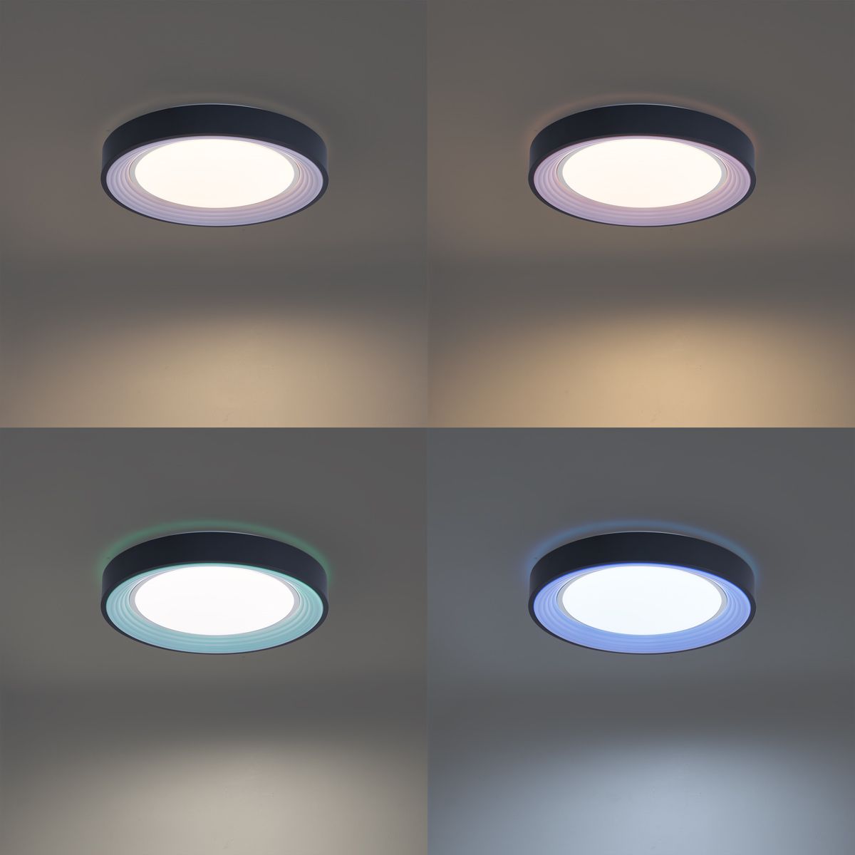Moderne plafondlamp grijs met wit 38cm incl. LED dimbaar RGB - Kanton