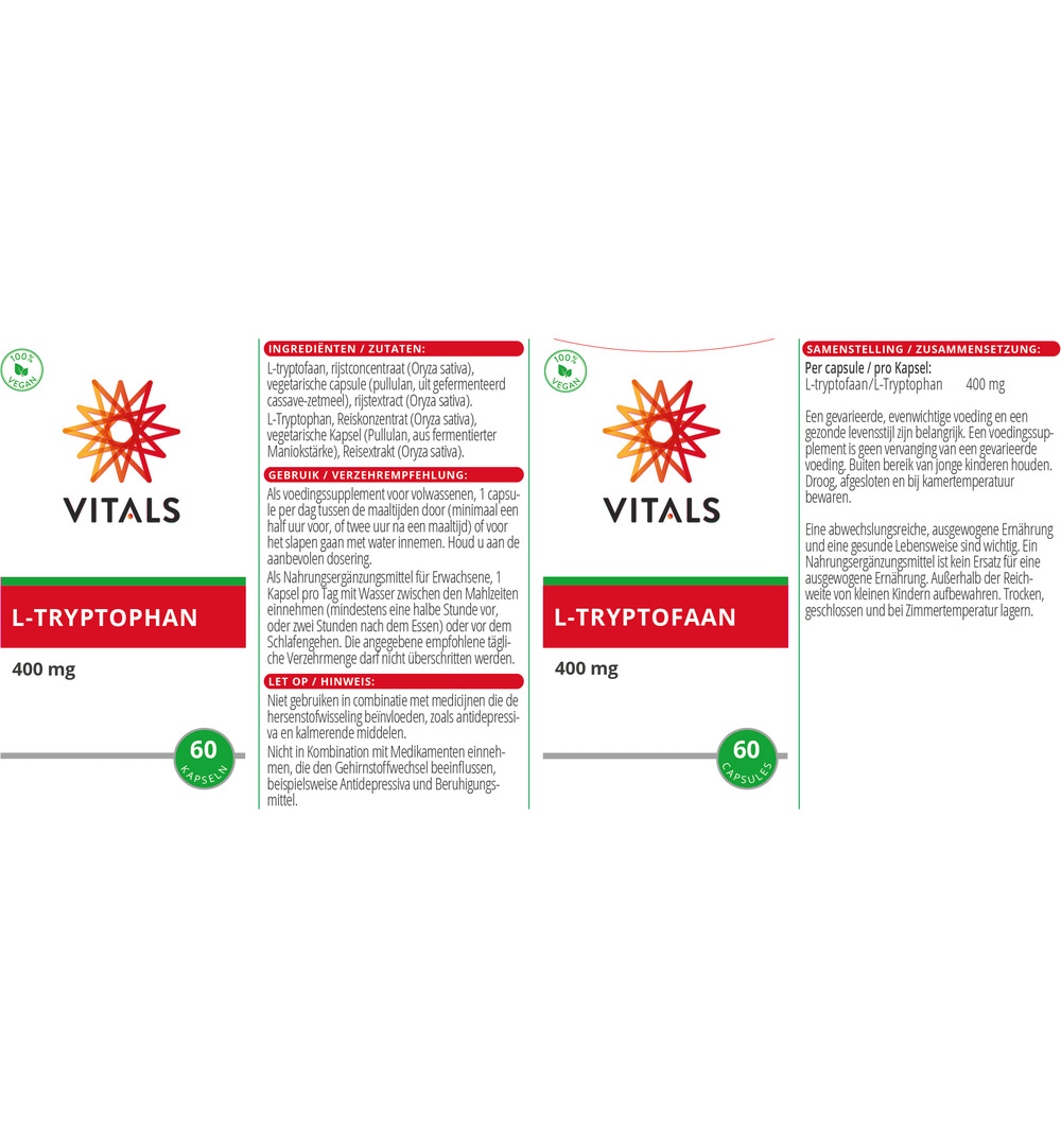 Vitals L-Tryptofaan (60 capsules)