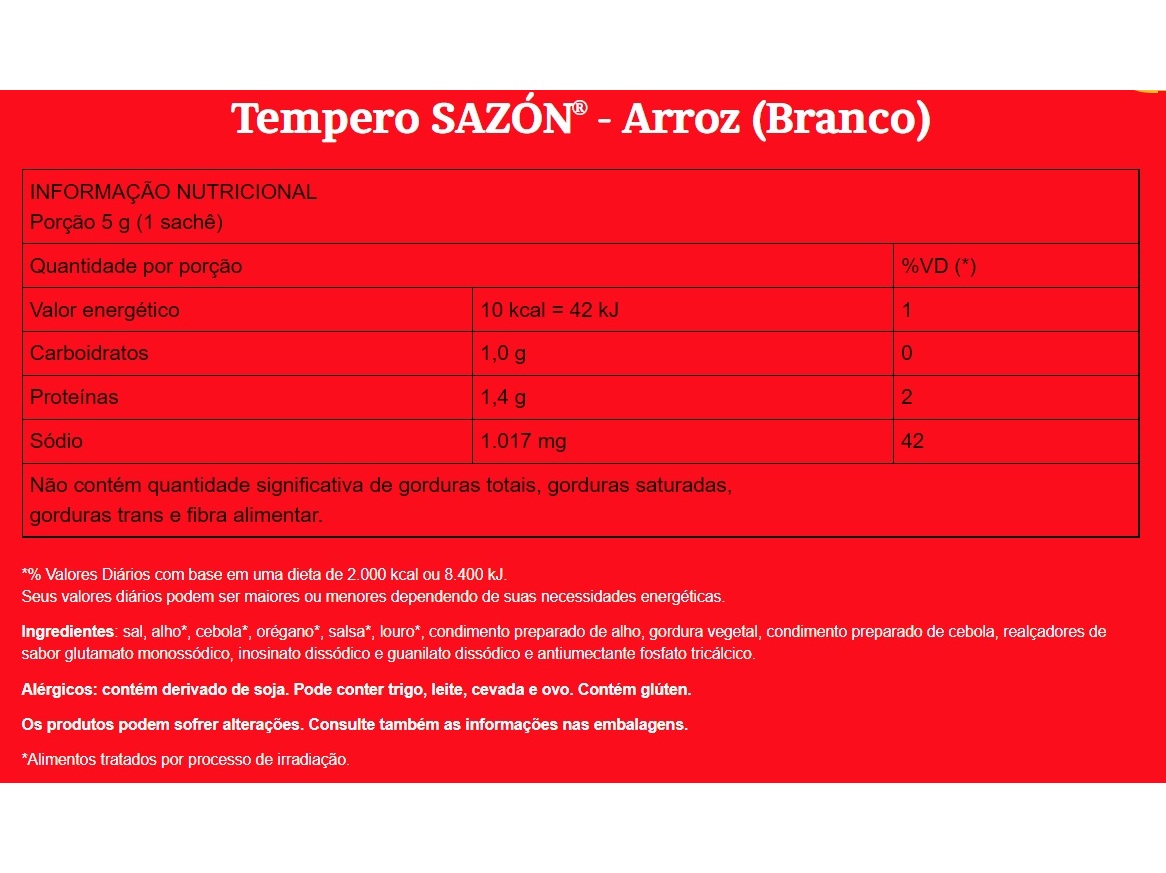 TEMPEROS SAZÓN P/ ARROZ COM SAL 60G
