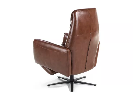 Fauteuil relax pivotant cuir marron et pieds en acier Nary-Couleur Aqua 20 Marron