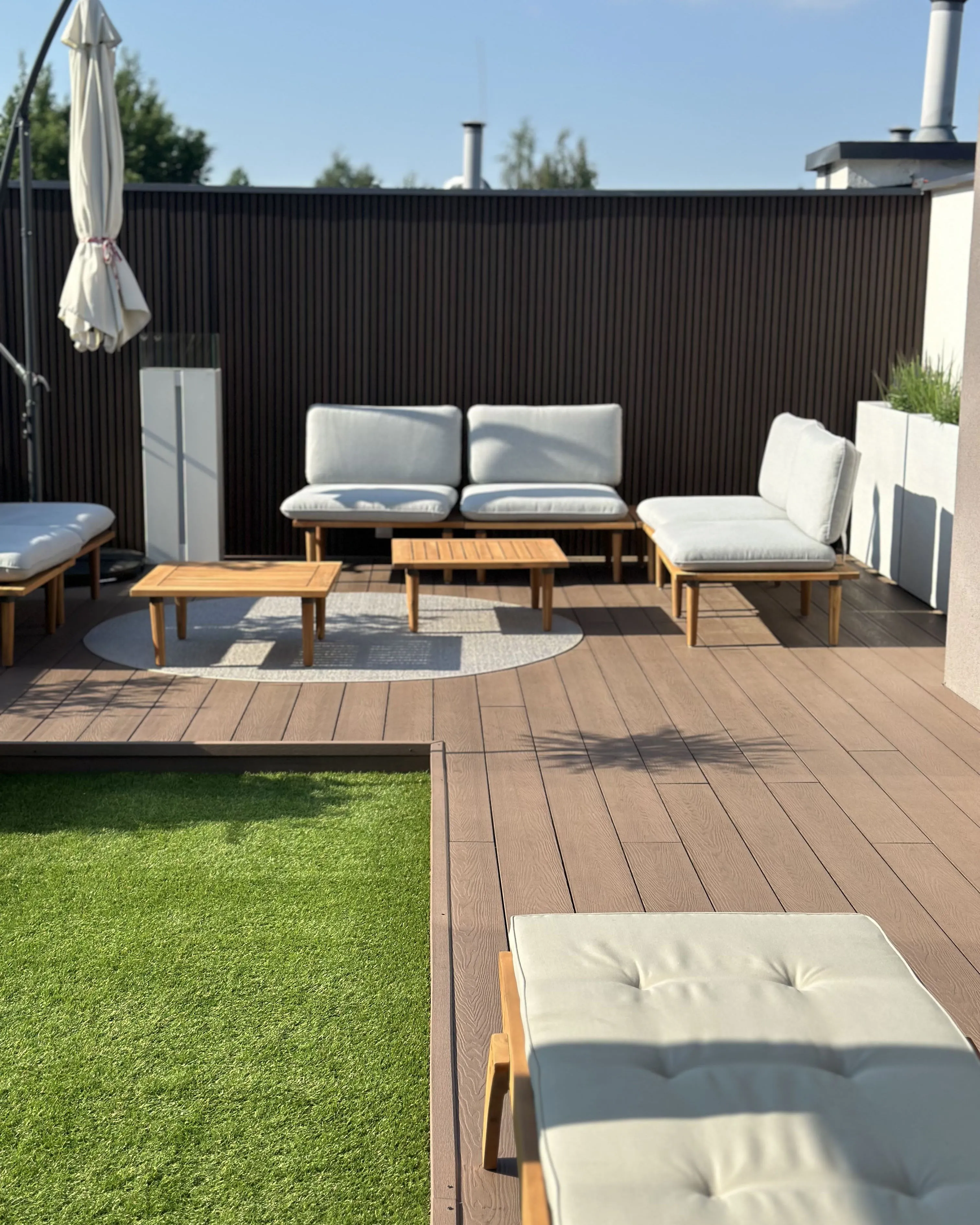 Loungeset met tafel 4-zits FRASCATI modulair Gecertificeerd acaciahout Lichtgrijs