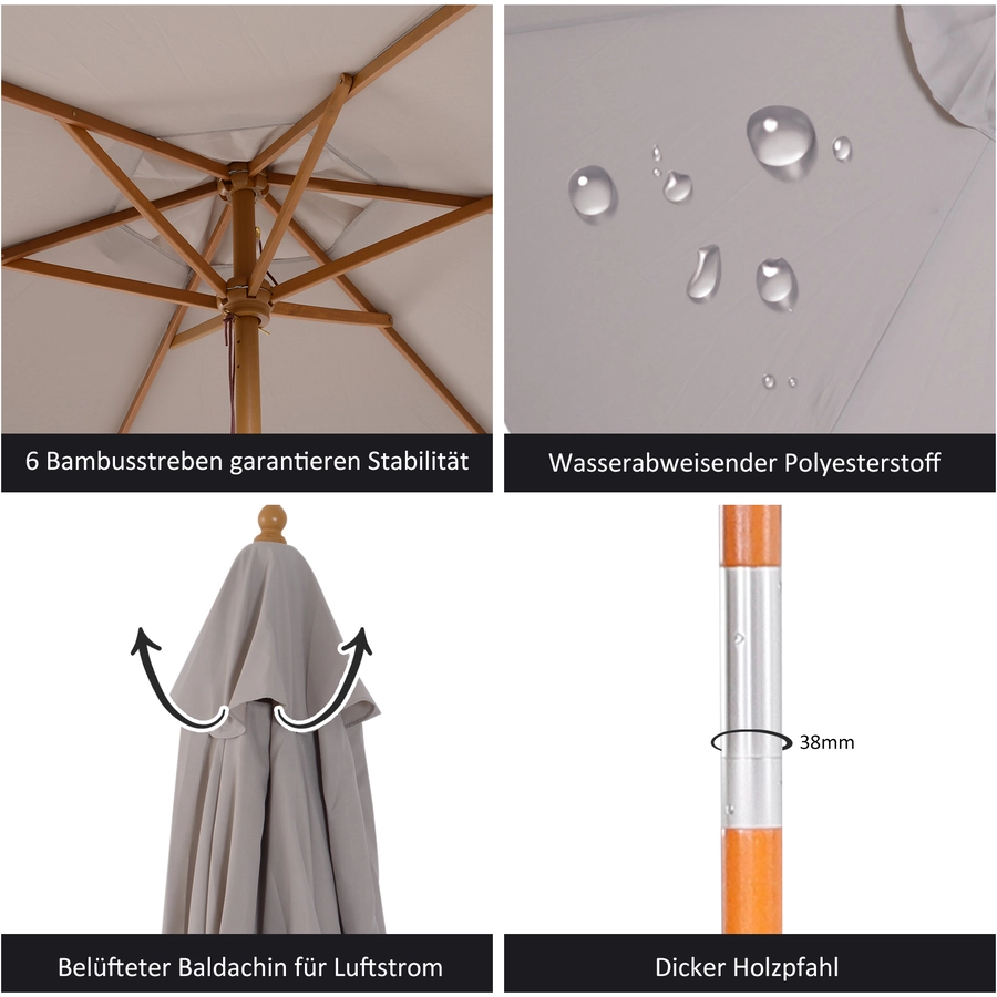 Outsunny Sonnenschirm 3-stufig verstellbar grau