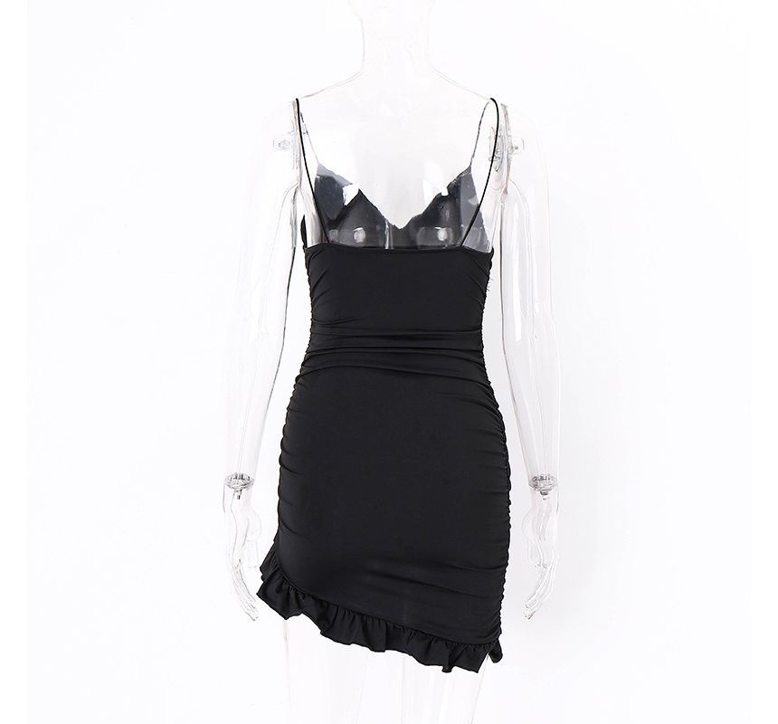 Bulgaris - Mini bodycon-jurk met spaghettibandjes en ruches