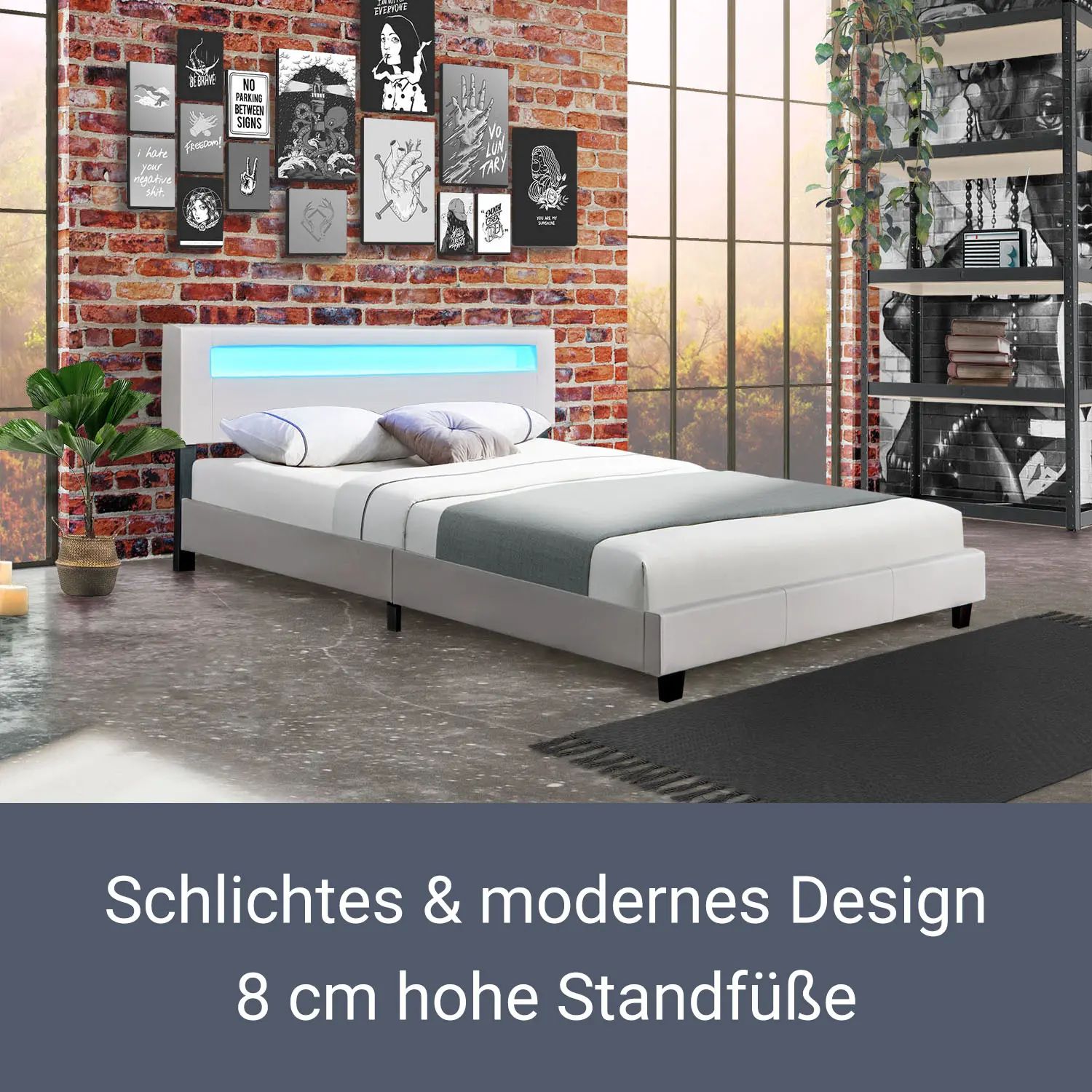 Juskys Polsterbett Paris 180 x 200 cm Doppelbett in weiß mit Kaltschaummatratze