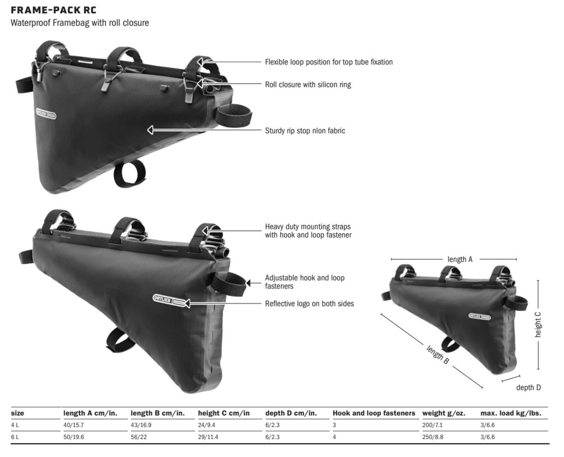 ORTLIEB Frame-Pack RC 4L Frametas Mat Zwart