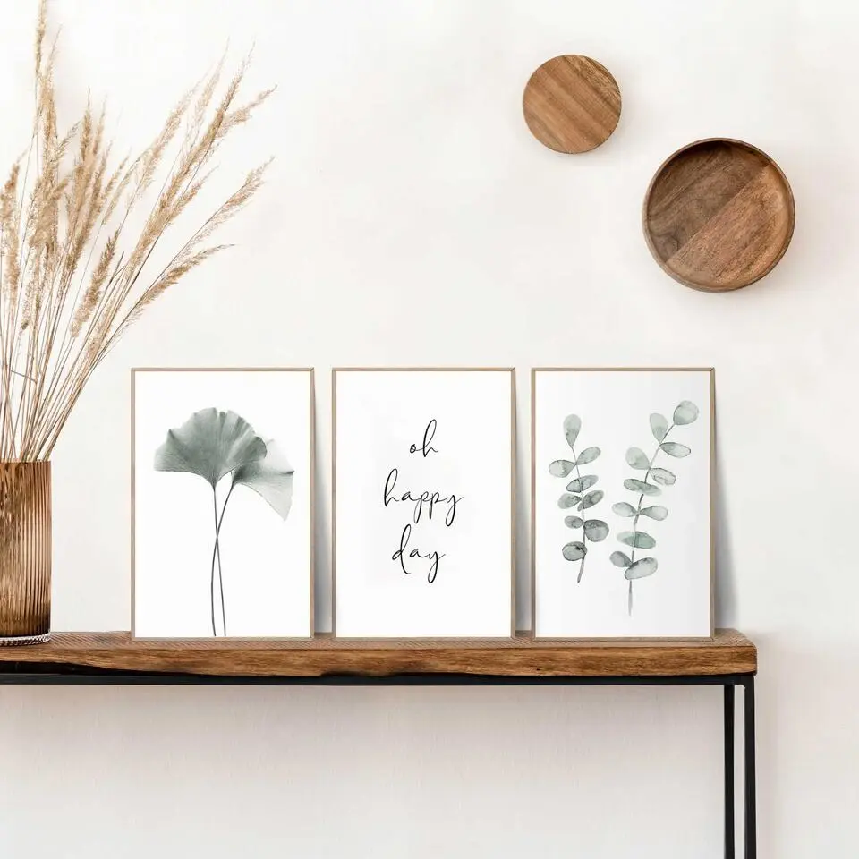 Set poster met lijst - Green Twigs
