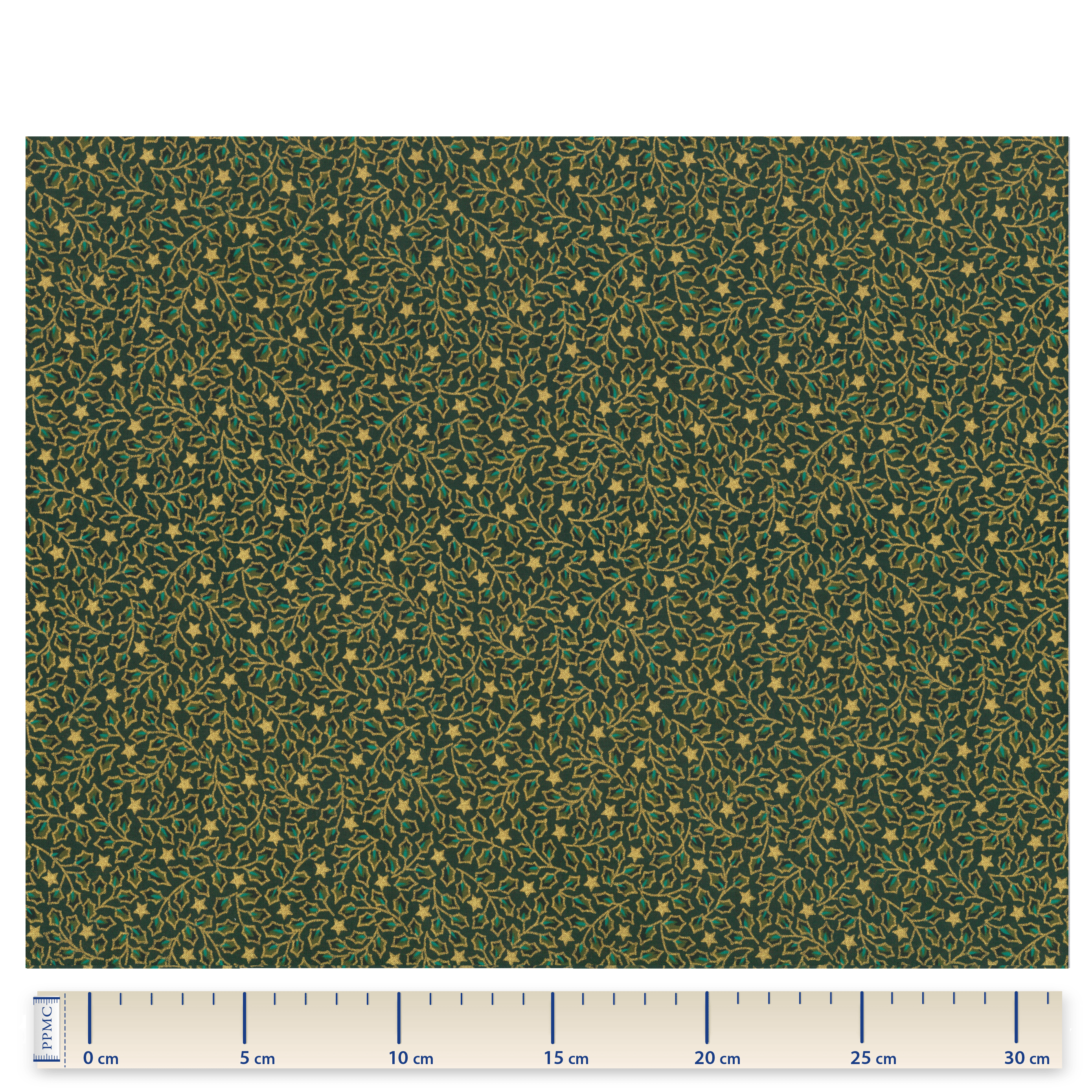 Tissu Coton Au Mètre Houx Vert Doré Ex1105