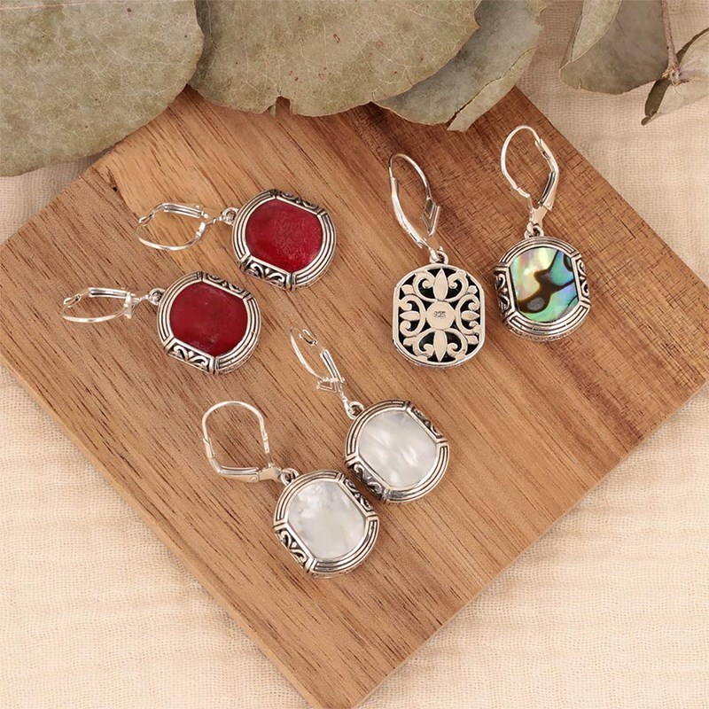 Boucles d'Oreille Ethniques Corail & Argent 925 | Style Exotique - Aden