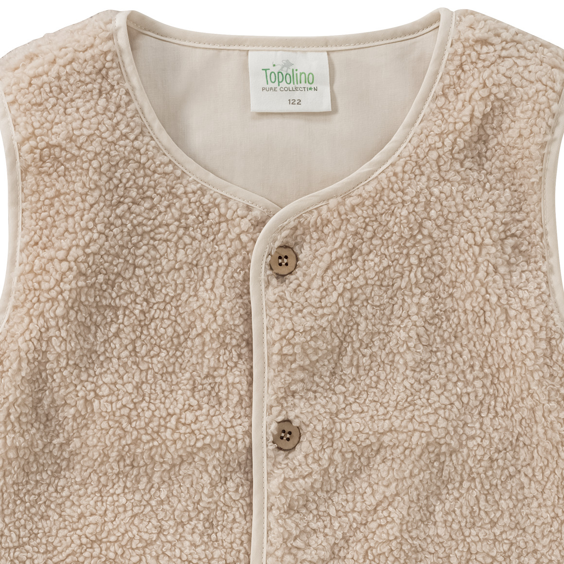 Topolino Pure Collection Kinder Teddyweste mit 2 Taschen beige